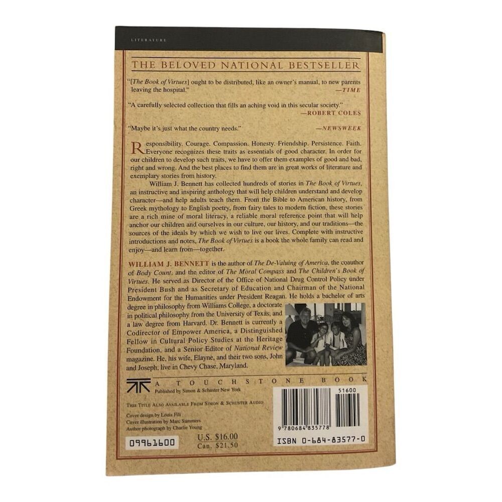 The Book of Virtues by William J. Bennett Moral Stories Collection - Picture 2 of 2